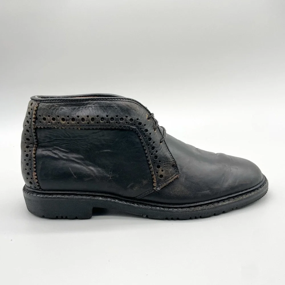 Allen Edmonds Mens 8 D Bellevue Chukka Boots Black Leather Brogue Casual Grunge
